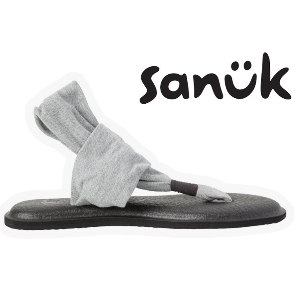 Sanuk Gray Yoga Sling 2 Yoga Mat Thong Slingback Sandals Flip-Flops Comfort Sz 8 - Picture 5 of 12